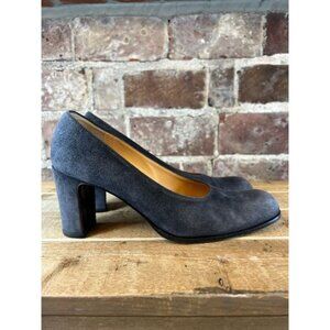 Coach Women's Naomi Gray Suede Pumps Stacked Block Heel Round Toe Size 9